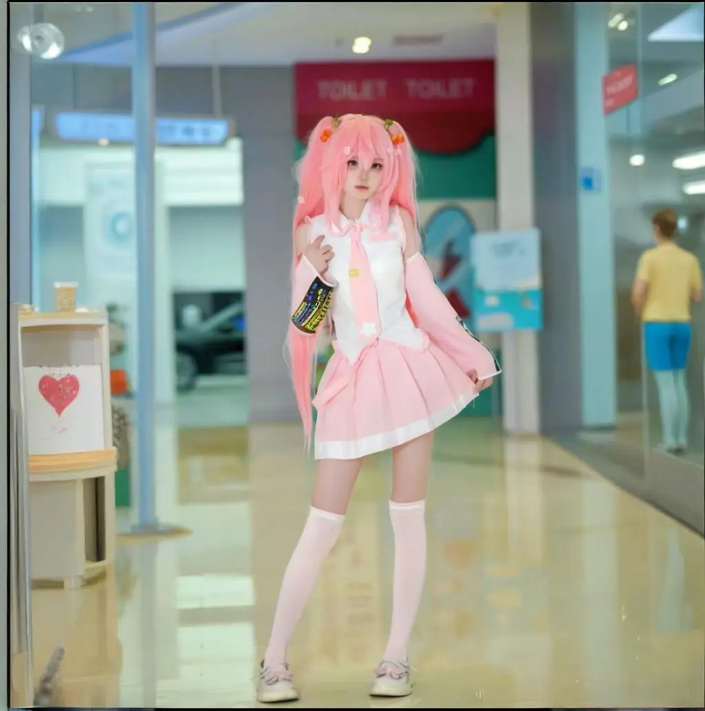 Nuevo disfraz de Cosplay de Miku rosa, ropa de Hatsune Miku MIKU, disfraz de Cosplay de Anime, falda JK, traje de Miku rosa, accesorios de peluca para Halloween