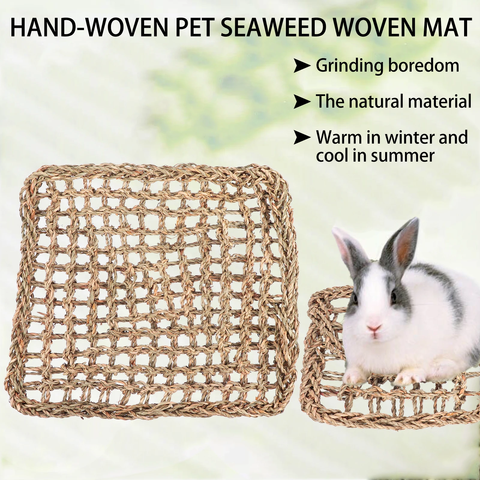 

2Pcs Natural Pet Mat Woven Bedding Rabbits Squirrels Chewing Dental Health Guinea Pig Grass Mat Rabbit Nest Pet Supplies