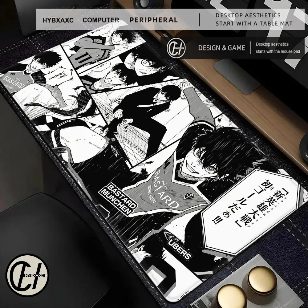 Anime B-Blue L-Lock Nagi Kaiser Isagi Yoichi Ryusei Mouse Pad For Office Gaming And Keyboard Non-Slip Large Waterproof HYBXAXC