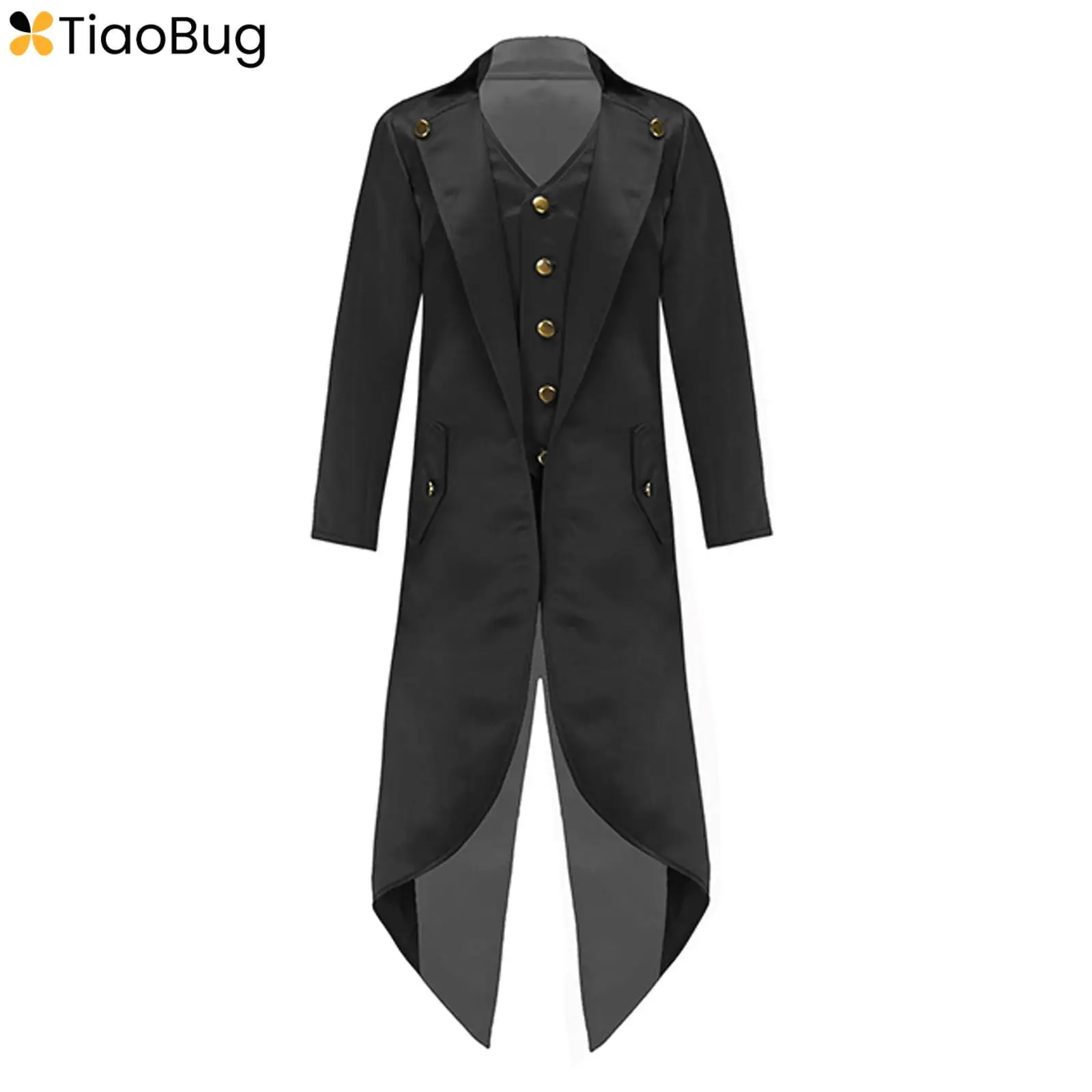 

Halloween Retro Prince Cosplay Coat for Girls Boys Carnival Party Costumes Steampunk Tailcoat Fake Two Piece Victorian Jacket