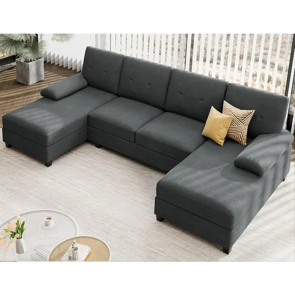 Sectional Sofa Couches for Living Room, Living Room Furniture Sets Clearance, 4 Seat U Shaped Sofa Sectional Couch with Chaise