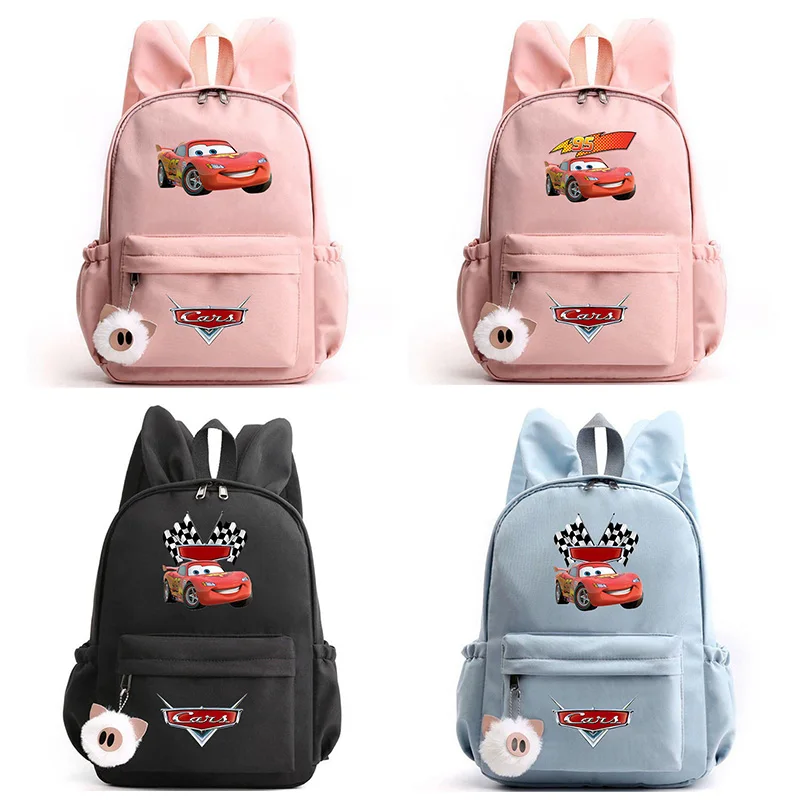 Cute Disney Pixar Cars Lightning McQueen Girl\'s Boy\'s Backpack Teenager Rucksack School Bags Women\'s Men\'s Travel Backpacks