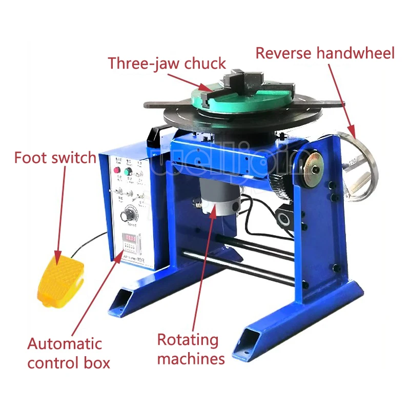 220V BWJ-30 30KG Welding Positioner With 200MM Mini Chuck With Foot Switch Welding Turntable