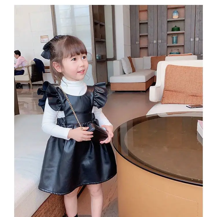 toddler leather dress Girls' Faux-leather Dress For Girls