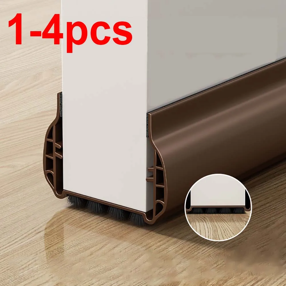 

1-4pcs PVC Door Bottom Sealing Strip with Brush Multiple Dustproof Soundproof Washable Weather Strip Snap-In Mount Stripping