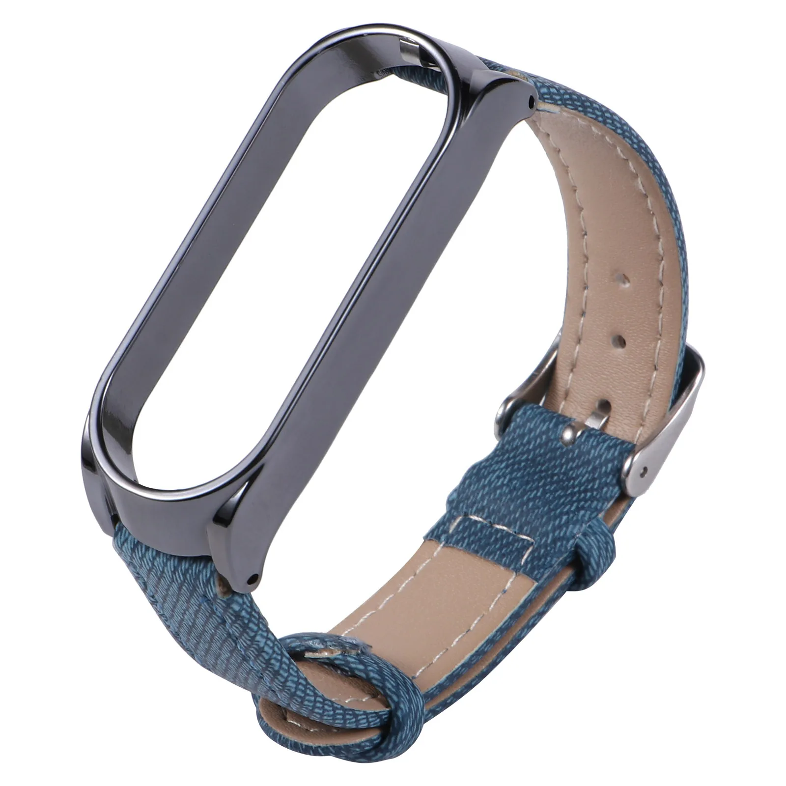 

Blue Denim Wristband Smart Correa Smartwatch Woman Textured Belt Fitness Compatible