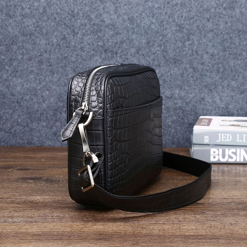 2024 New Fashion Shoulder Bag Genuine Leather Bag High Quality Crossbody Bag Crocodile Pattern Men\'s Bag Trendy