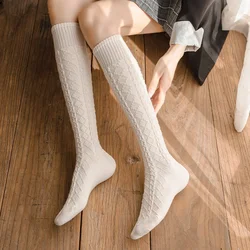 Wool Cashmere Long Socks Women Stockings Autumn Winter Thick Warm Knee Socks Women Solid Color School Girls Thigh High Stockings