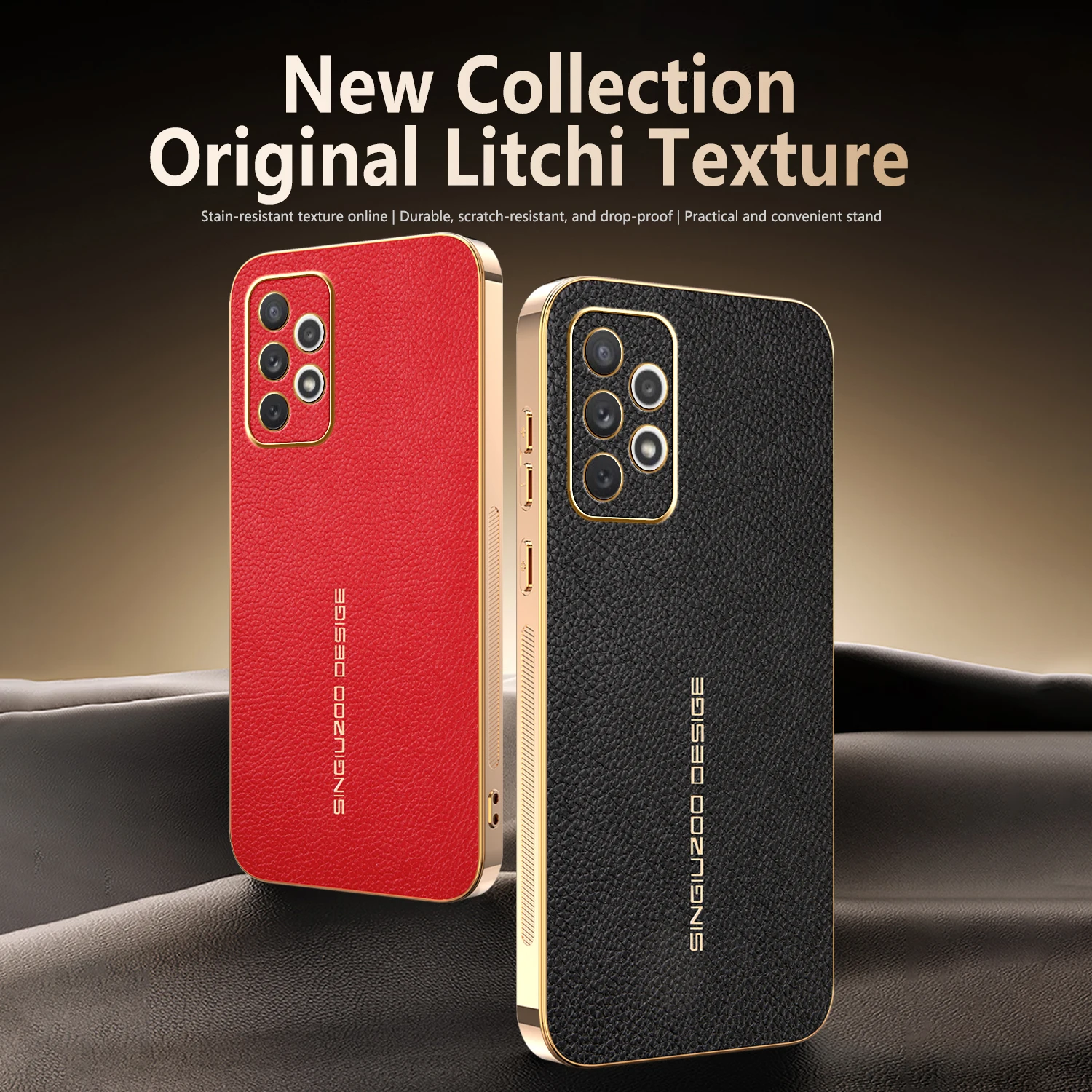 For Samsung Galaxy A72 A71  premium electroplated lychee-textured phone case that’s shockproof and fingerprint-resistant
