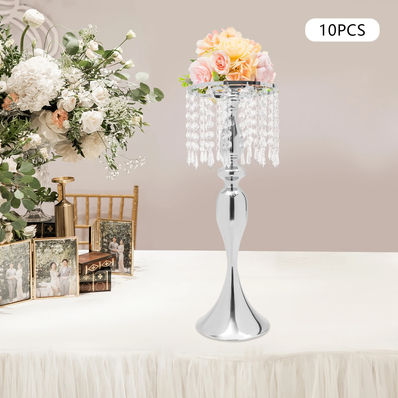 

10* Хрустальная подставка для цветов в форме цветка, 54 см, для свадебных и праздничных центральных композиций, декор для стола