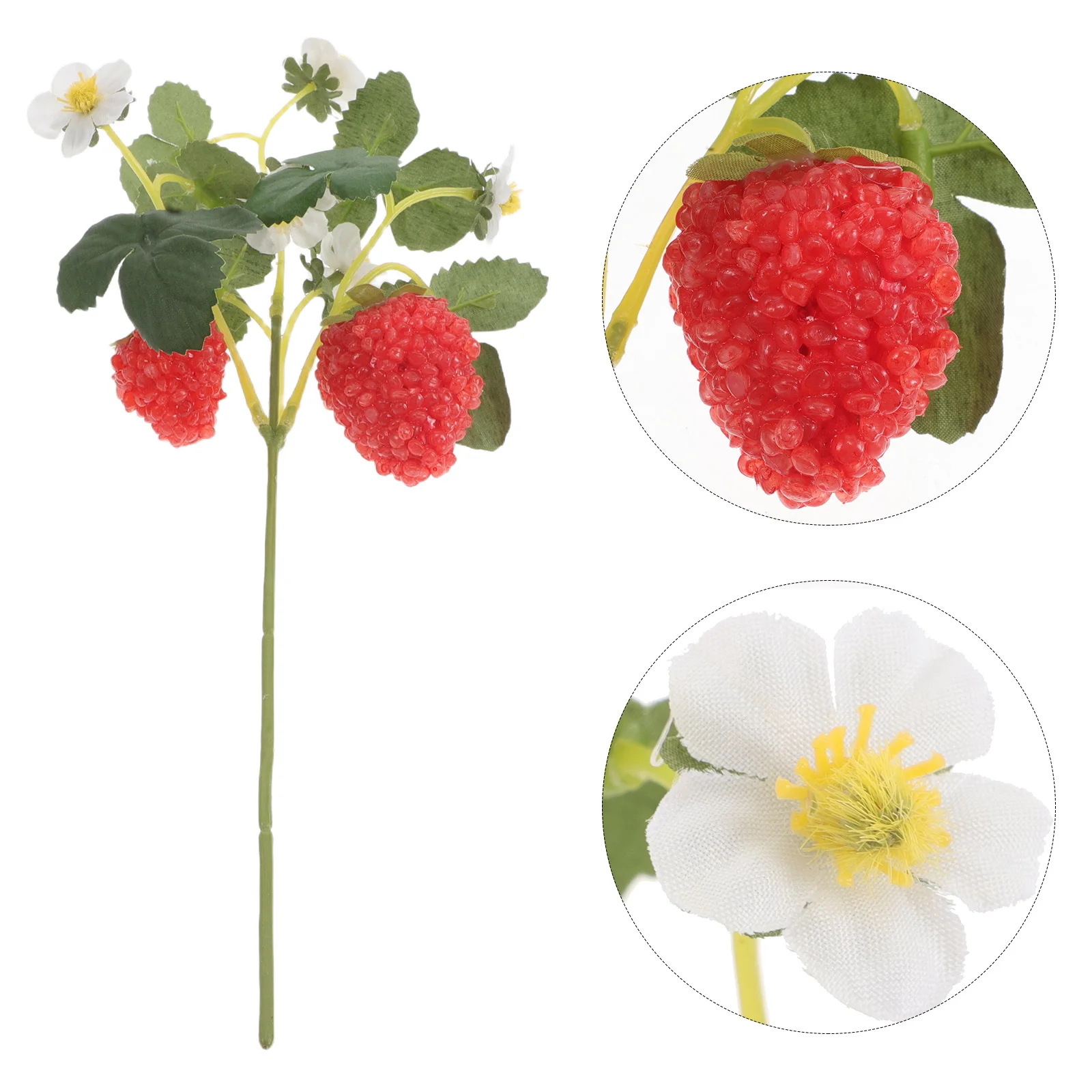 

5pcs Artificial Strawberry Wild Plant Decorative Fake Berries Faux Fruit for Indoor Home Decoration Simulation Fruit Branch