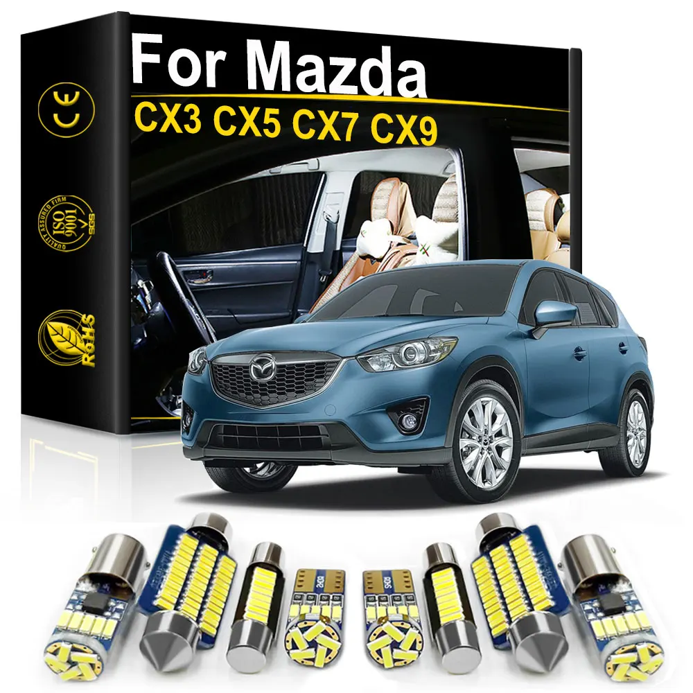 Do Mazda CX3 CX5 CX7 CX9 CX 3 5 7 9 2006-2022 Wnętrze samochodu Światło LED Mapa Kopuła Bagażnik Tablica rejestracyjna Akcesoria Canbus