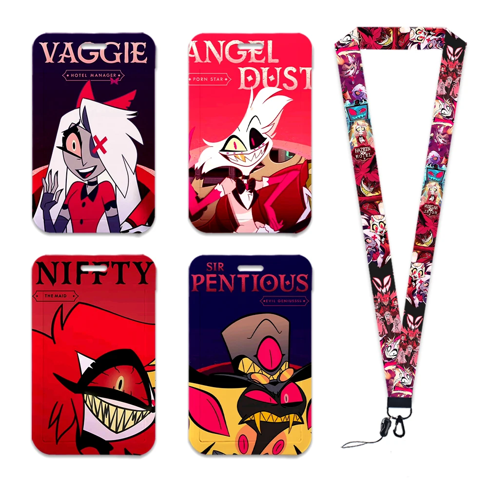 

Hot Selling Anime Kids ABS Slide Lanyard ID Credit Card Cover Bus Card Holder Charm Badge Holder Neck Strap Keychains