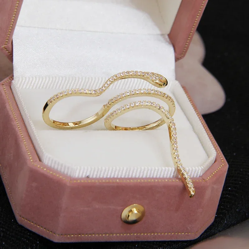 New Arrival Zircon Snake Adjustable Rings For Women Delicate Jewelry Wedding Crystal Rings