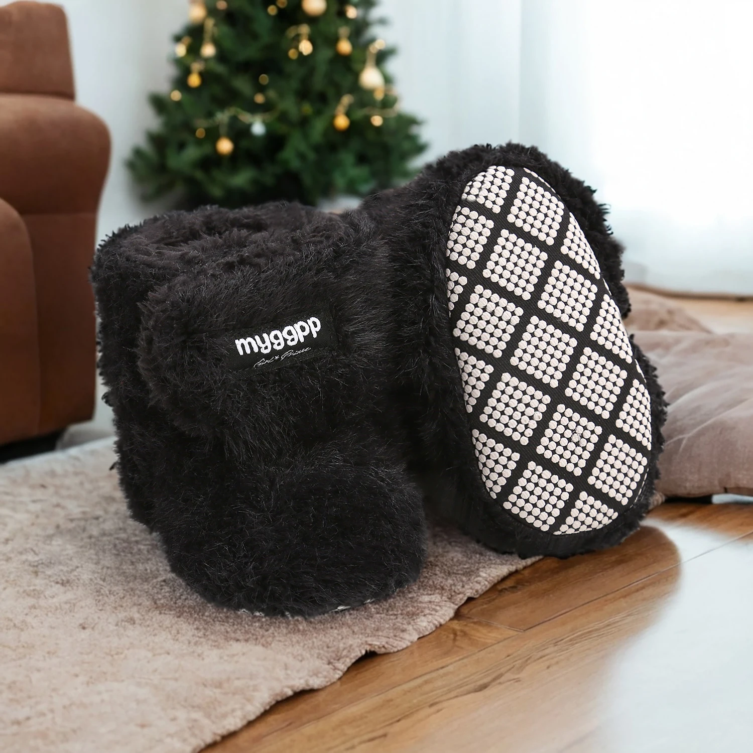 أحذية شتوية للأطفال الأولاد - قماش محبوك مريح لمنتصف الساق بنعل ناعم ومقدمة مستديرة وإغلاق بشريط سحري قابل للتعديل للرضع، تود