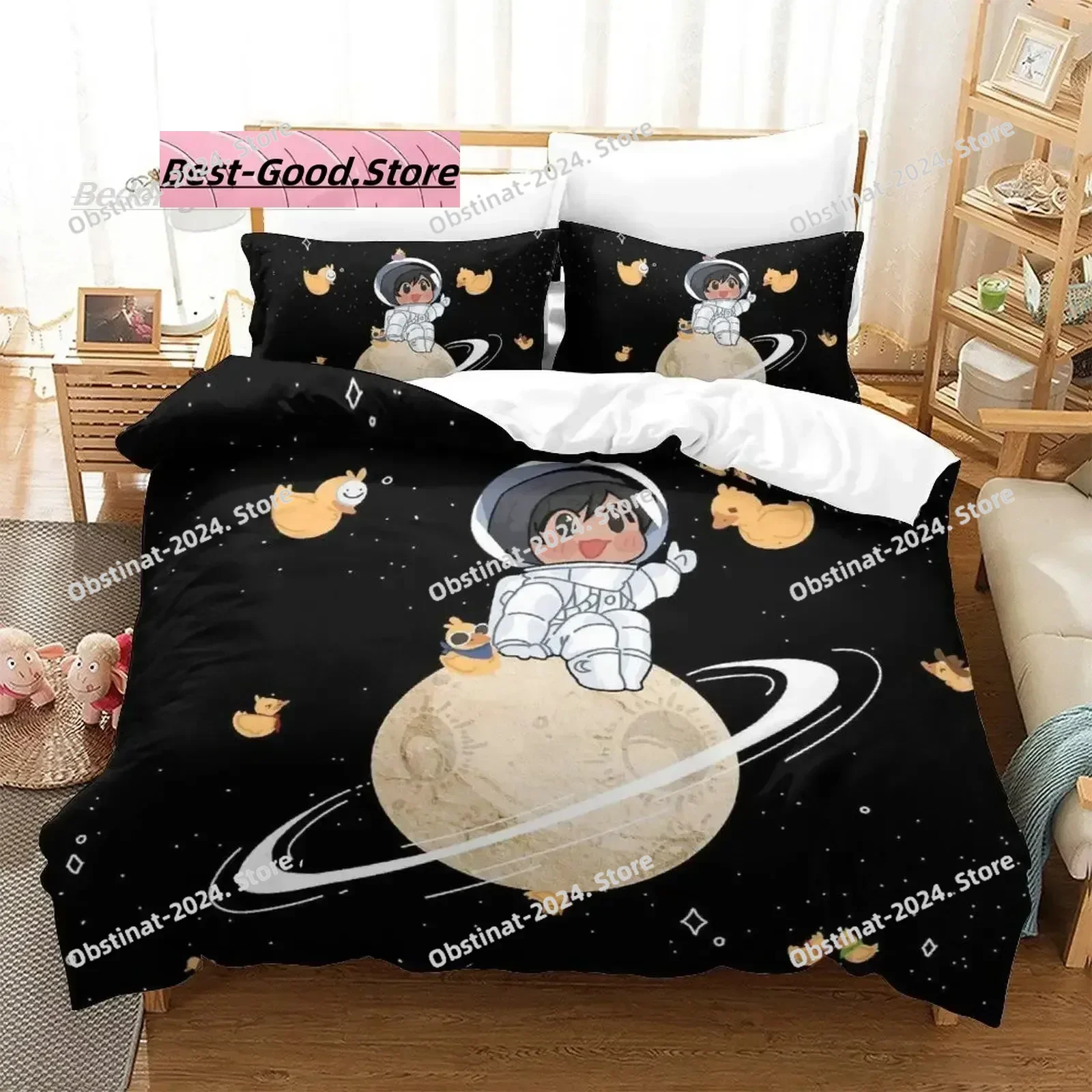 

Kawaii Quackity duck Bedding Set Single Twin Printed Bed Set With Pillowcase Bed Duvet Cover Single Double Queen Super King Size