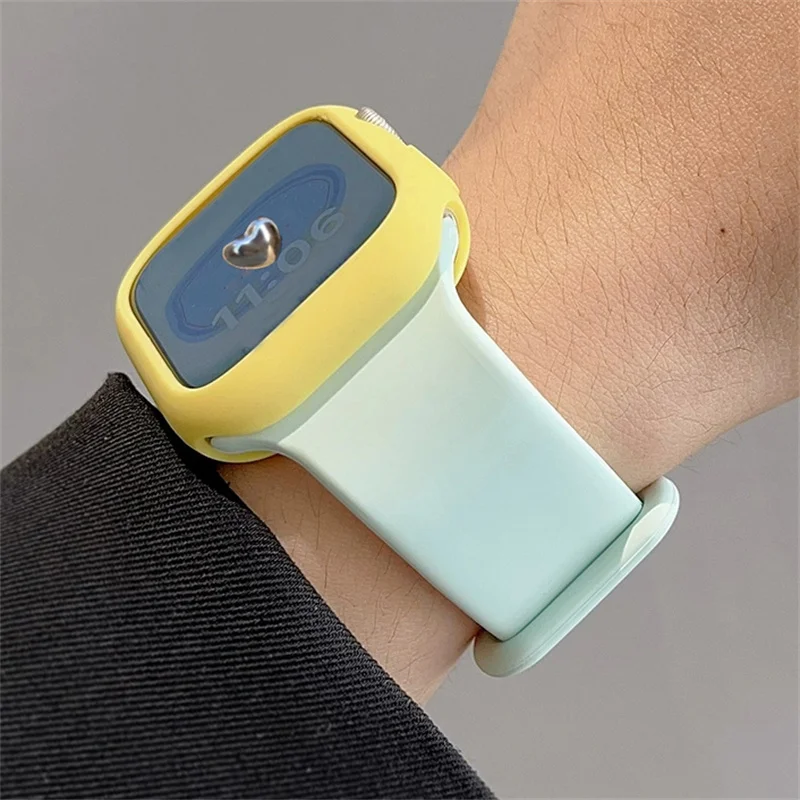 Cinturino sportivo in Silicone carino corea + custodia per cinturino Apple Watch Ultra2 49mm 45mm 44 41 42 Correa Band per Iwatch Series 9 8 SE 7 6