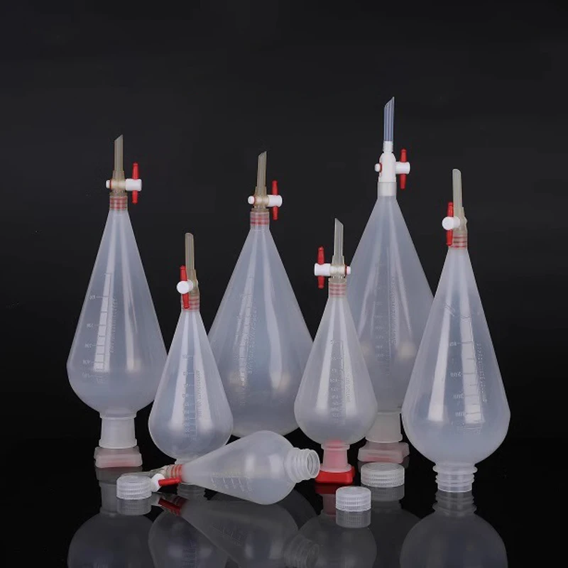 1pc Lab 125ml-1000ml Pear-shaped Plastic Separatory Funnel Acid-resisting Alkali-resisti Laboratory Supplies