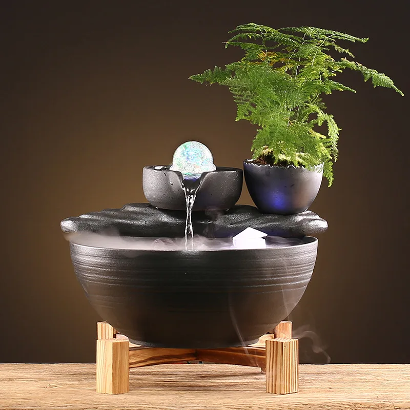 

Chinese lucky water fountain fish tank ornament circulating water wheel office desktop living room housewarming opening gift