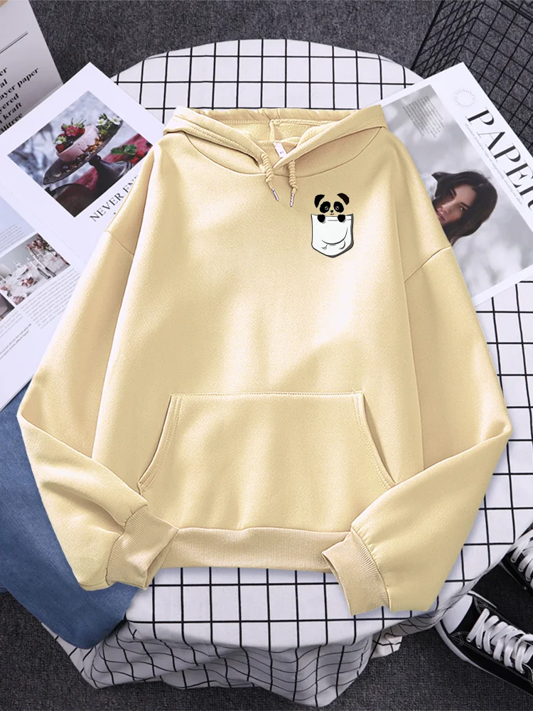 

Pocket Chest Mark Panda Printed Womens Hoodies Autumn Oversize Hoodie Breathable Comfortable Hoody Street Soft Women Sportswears