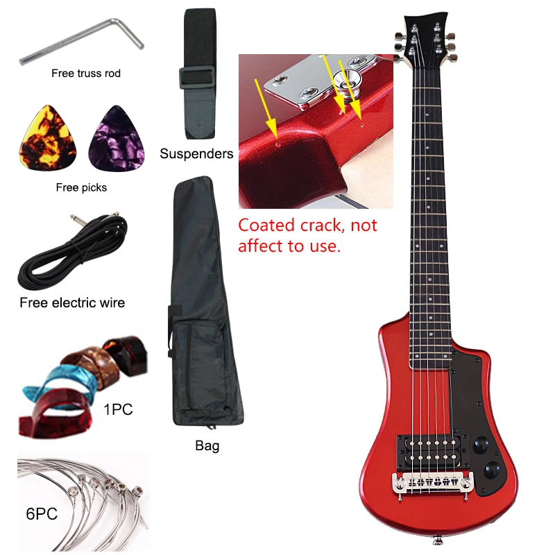 Good Quality Mini Electric Guitar Travel Guitar 34 Inch Basswood