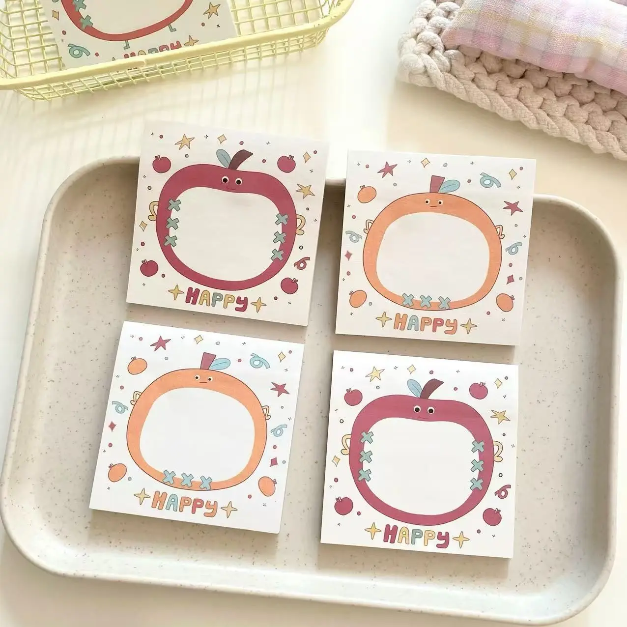 High-looking Simple Memo Notes Ins Style Girl Students N Times of Sticky Fruit Can Tear Sticky Notes Memo Pad  Message Post