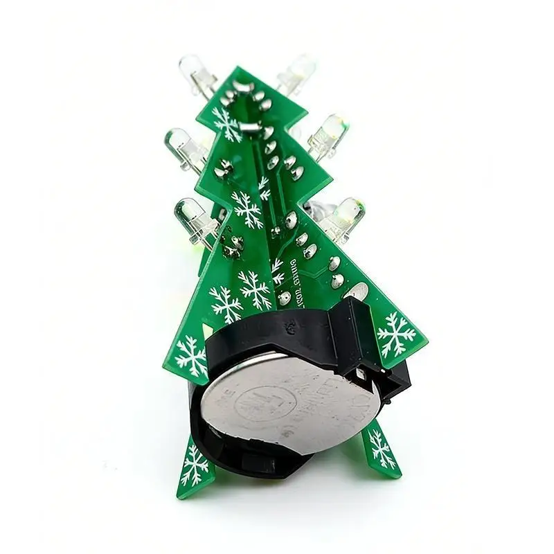 1Set DIY Christmas Tree Soldering Practice Kit 12 Blinking LED Lights 3V CR2032 Battery PCB STEM Project