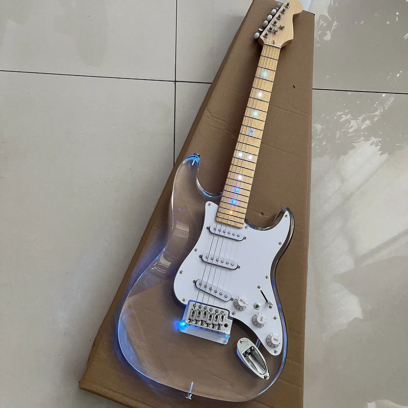 

Classic st acrylic electric guitar, three single pickup combination, maple fingerboard, good voice, free delivery home.