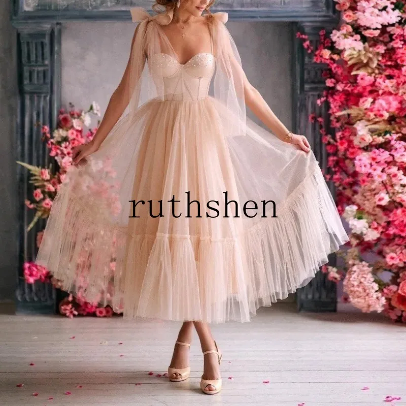 

Short Formal Party Prom Dresses for Wedding Guest Bow Spaghetti Straps Elegant Women's Cocktail Occasion Gown Customized