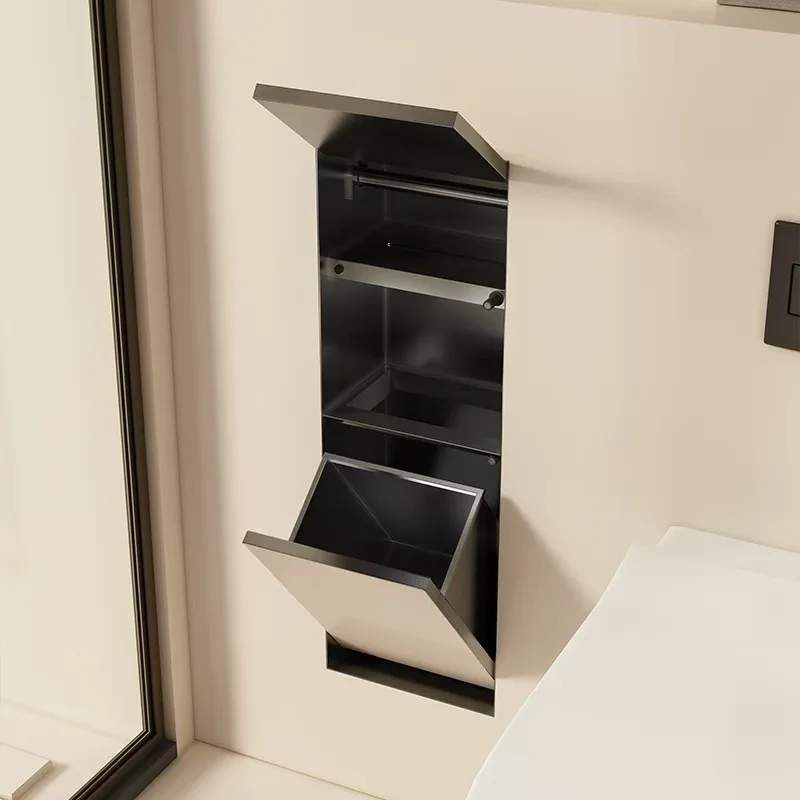 304 Stainless Steel Niche Toilet Hidden Trash Can Embedded Tissue Box Concealed Bathroom Oncealed Garbage Bin Storage