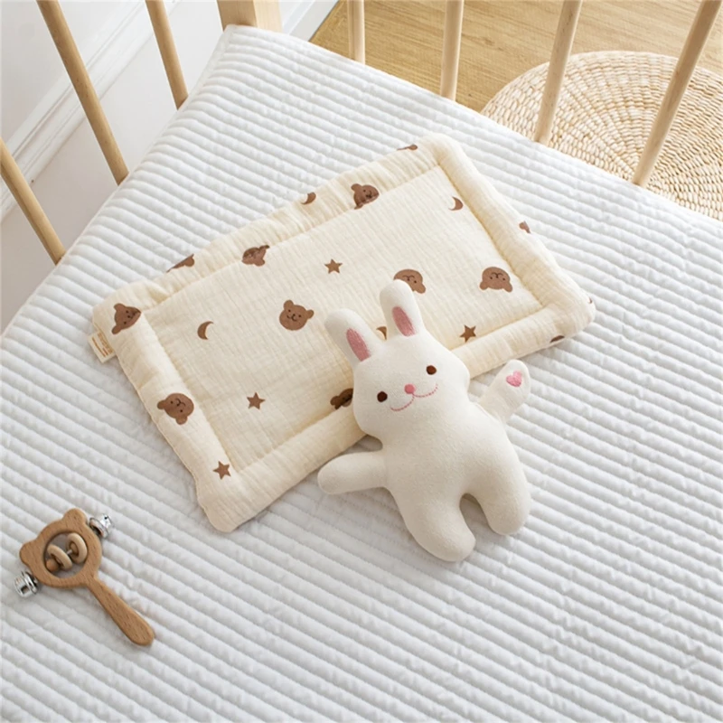 Baby Pillows Baby Head Support Pillow with Cute Pattern Stroller Pillow Baby Flat Pillow for Toddlers Newborn 0-12 Month