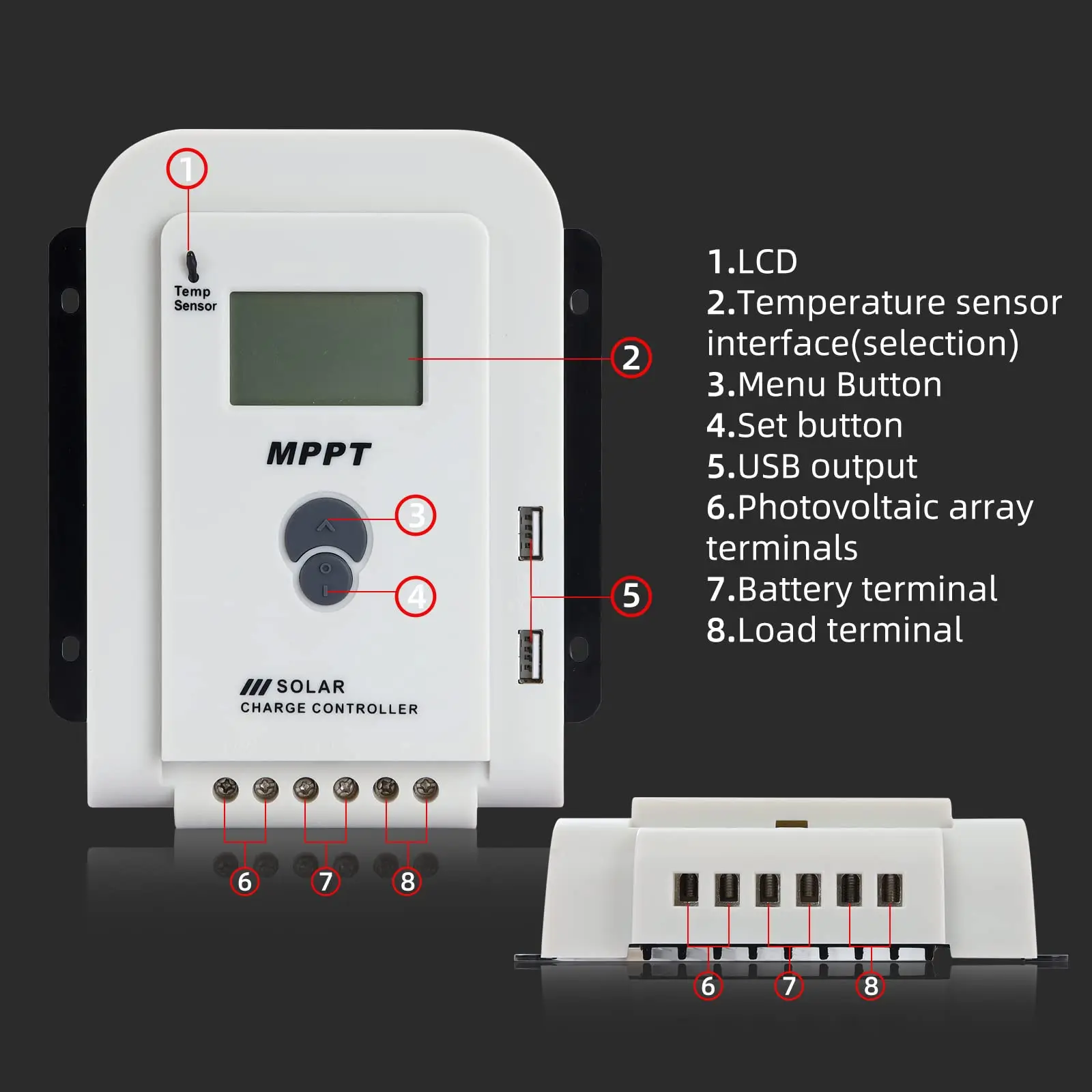 MPPT 24V/12V Auto Solar Charge Controller 60/40A/20A LCD Dual USB Regulator AGM, Gel, SEL, Flooded and Lithium Battery Charger