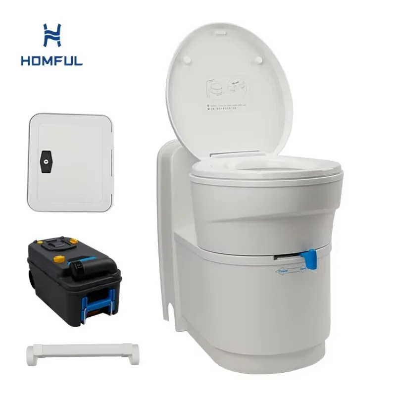 HOMFUL RV Accessories Electric Lightweight PP Caravan Camping Toilet Rotatable Cassette Toilet RV Toilet for RV