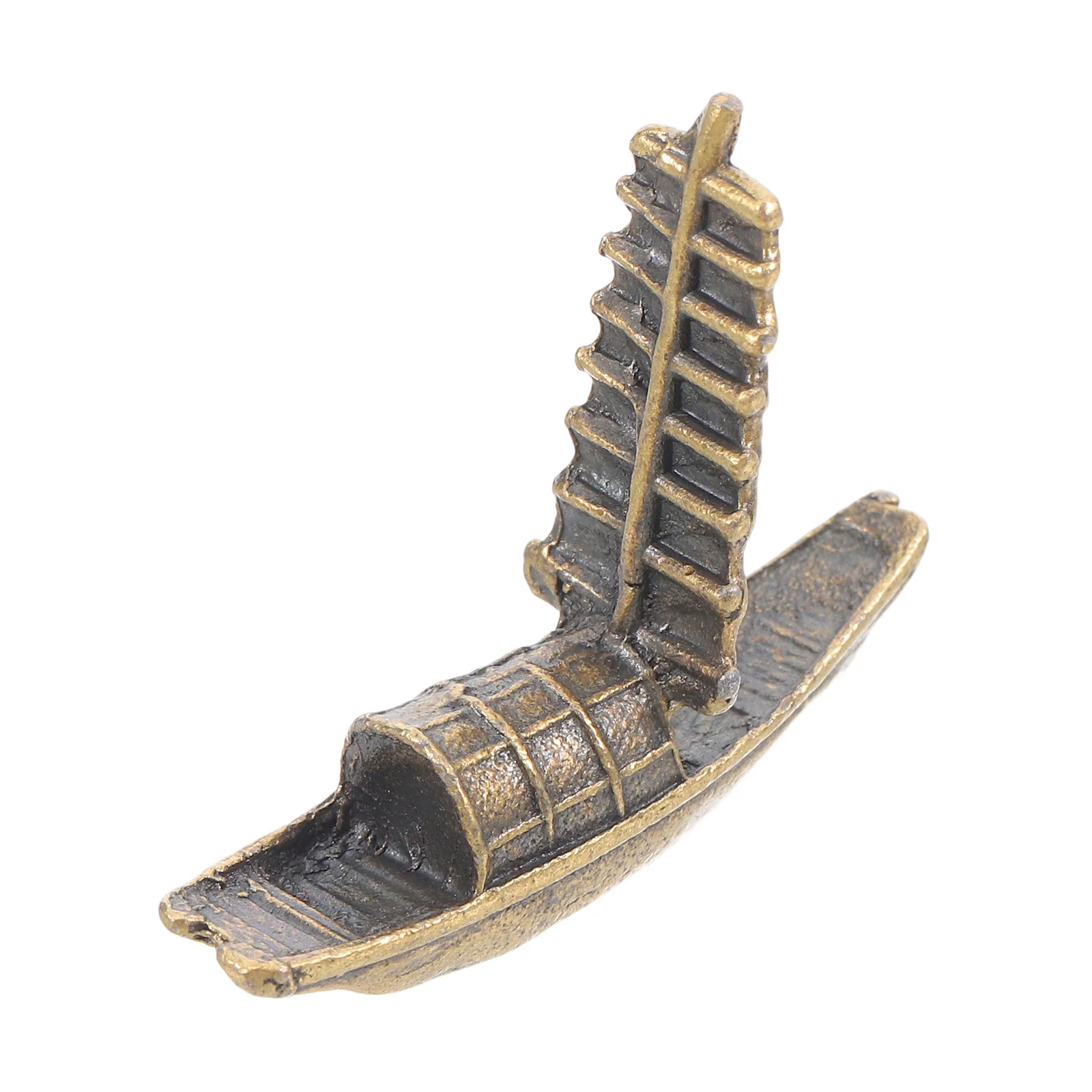 

Miniature Boat Ornament Vintage Brass Chinese Sailboat For Garden Sand Table Bonsai Decor Coastal Shelf Display Mini Sailboat