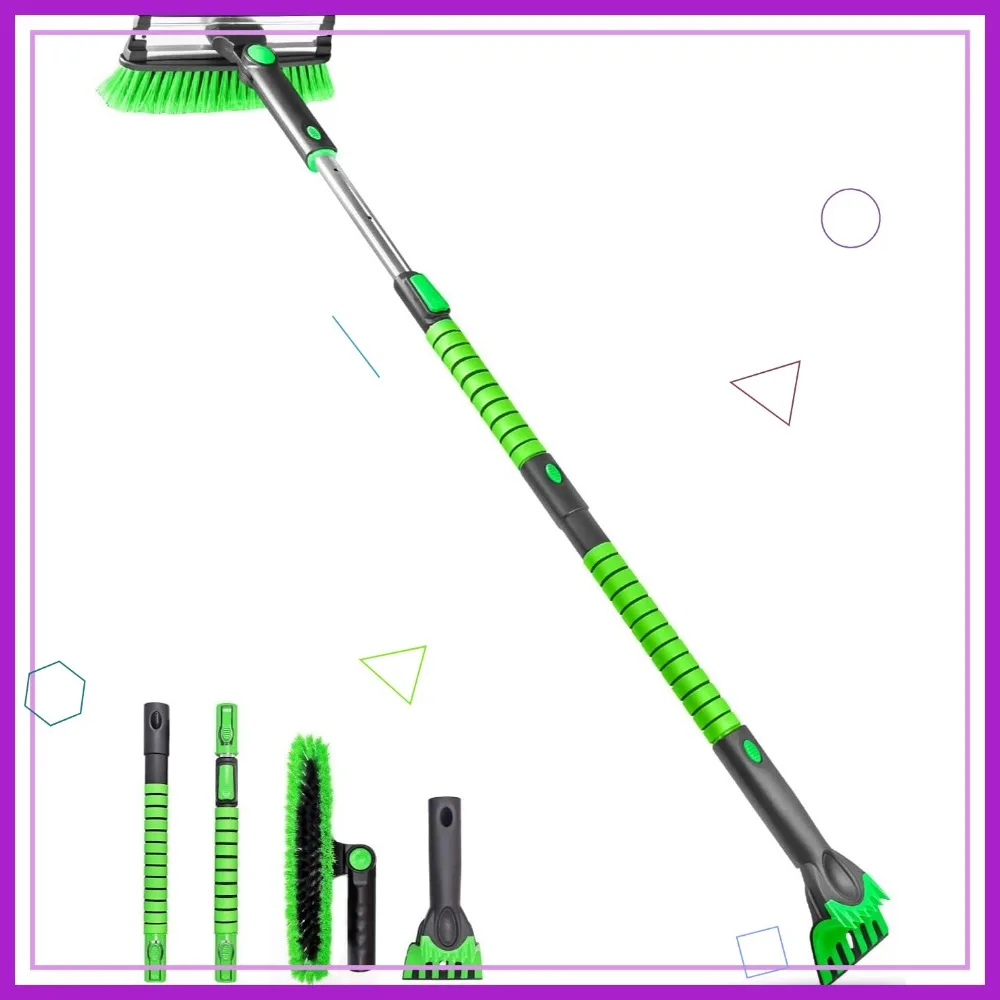 

55-дюймовый выдвижной скребок для льда, щетка для снега с ракелем и пенопластовой ручкой для лобового стекла грузовика-внедорожника