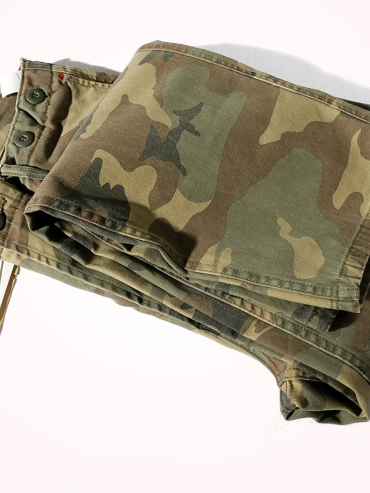 

Loose Straight Leg Camouflage Work Pants Men's Retro Labor Trousers Spring Autumn Multi-Pocket Wide Leg Casual Long Trousers