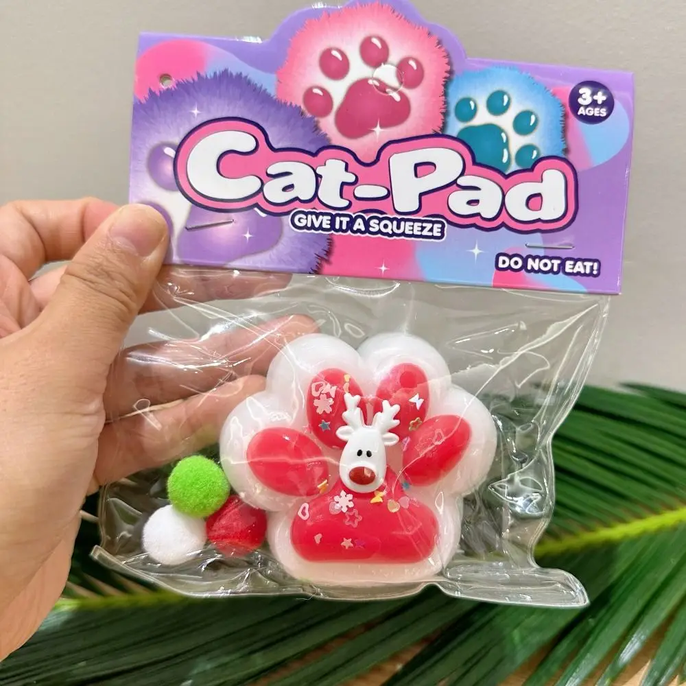 Funny Kneading Christmas Cat Paw Squeeze Toys Silicone Handmade Cartoon Cat Claw Toy 3D Slow Rebound Cat Paw Pinch Toy Children