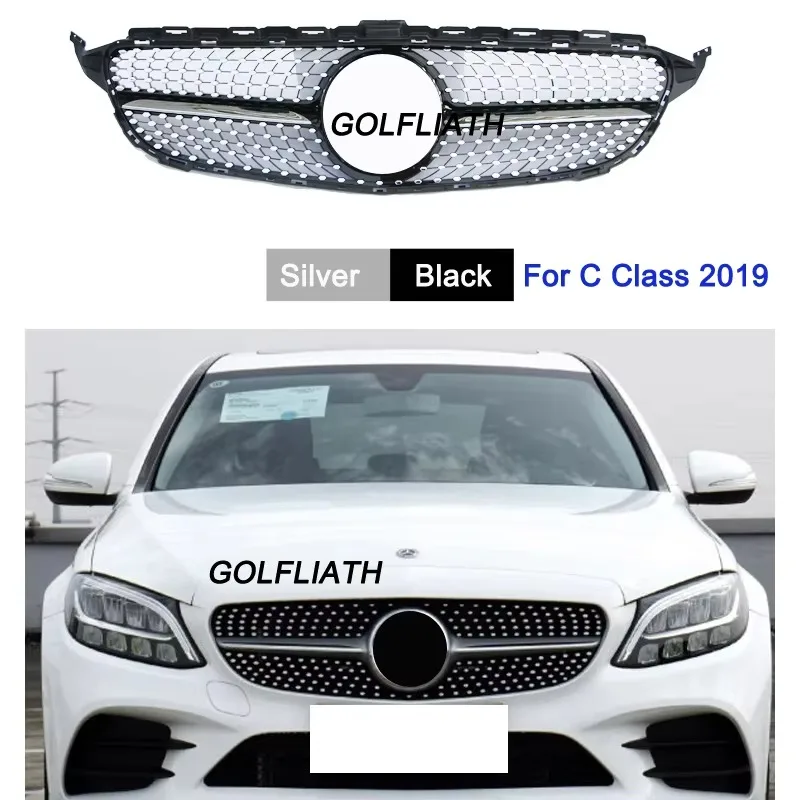 

Diamond ABS Front Bumper Mesh Grill Grille for Mercedes Benz 2019 New C Class W205 C180 C200 C260 C300 Sports