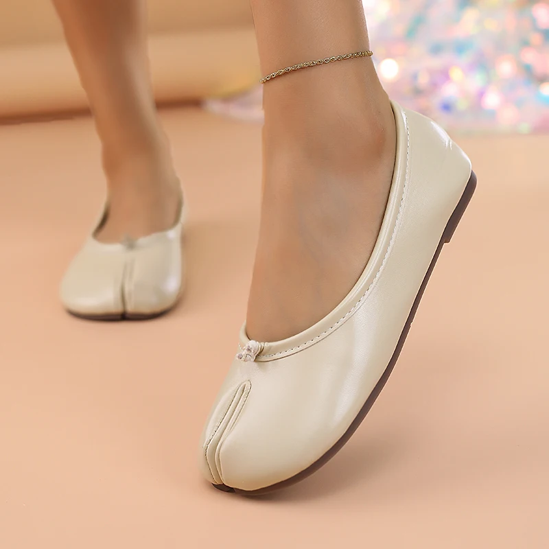 NONE ​ ​ ​ ​ 2025, Damen-Slipper aus Leder mit Zehentrenner, flach, bequem, zum Hineinschlüpfen, atmungsaktiv, Freizeitschuhe ​ 3