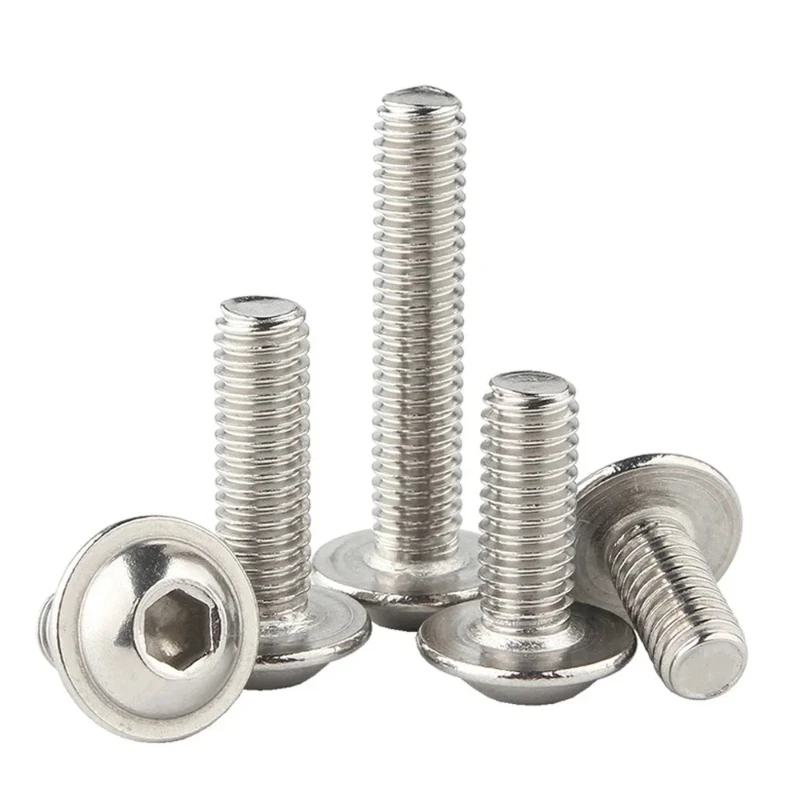 2-20Pcs M2 M2.5 M3 M4 M5 M6 M8 Hexagon Socket Button Head Screws With Collar Bolt Screw 304 Stainless Steel Support Customize