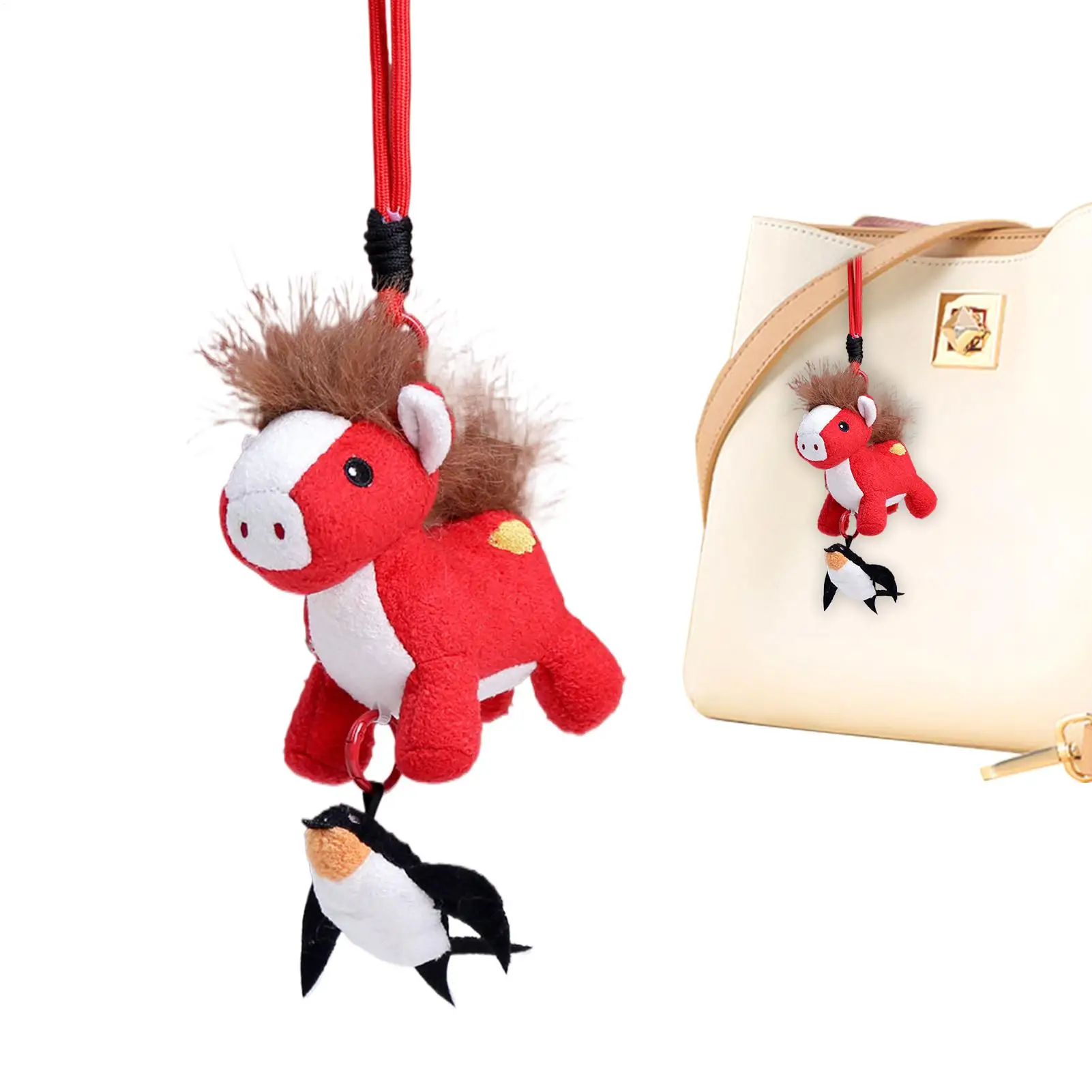 Plush Keychain Adorable Collectible Keepsake Year Of The Horse Plush Doll Pendant for Women Girls Students Kids Girlfriend
