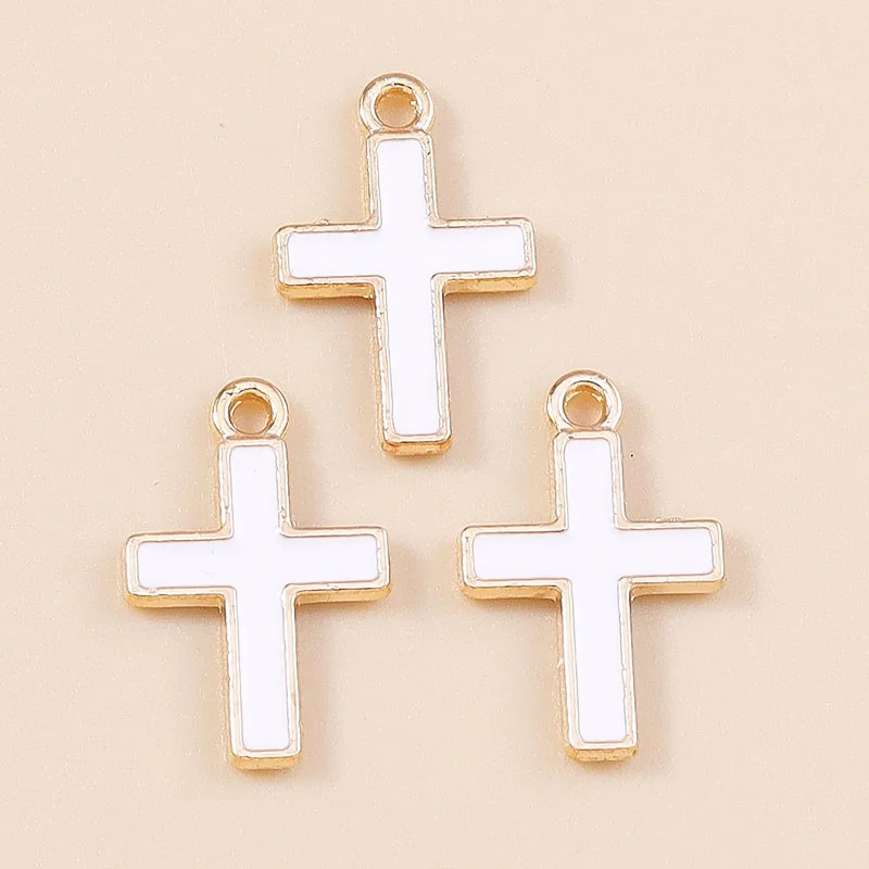 Leslie 10 Stück religiöse Kreuz-Charms-Anhänger für Halskette, Ohrringe, Gold, Silber, vergoldet, Charms, DIY-Schmuckherstellung – Detail 9