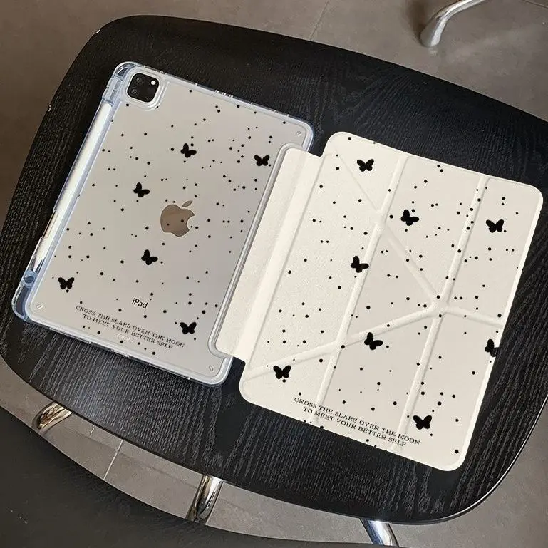Ink-wash Butterfly 3+Y Fold Case for IPad Pro 12 9 Case 7 8 9th 10.2 Funda Cover Pro 13 Air3 10.5 10th 10.9 Pro11 A16 11th 2025