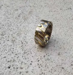 Custom Made Etched Superconductor Ring Men's Ring  Coated with 24K Gold