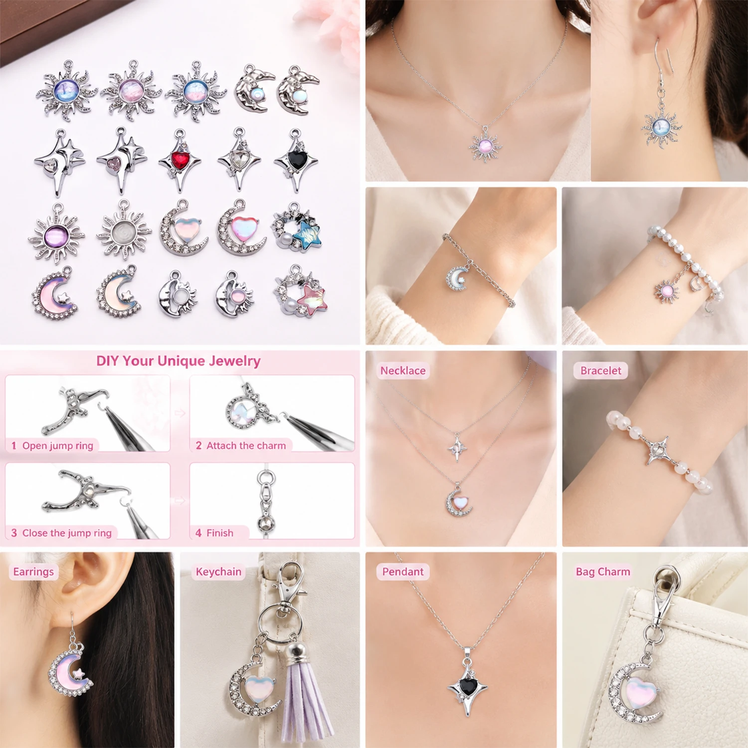 5/20pcs New Star Moon Enamel Charms Blue Fashion Style Pendants For Making DIY Handmade Findings Accessories Necklace Jewelry - view 3