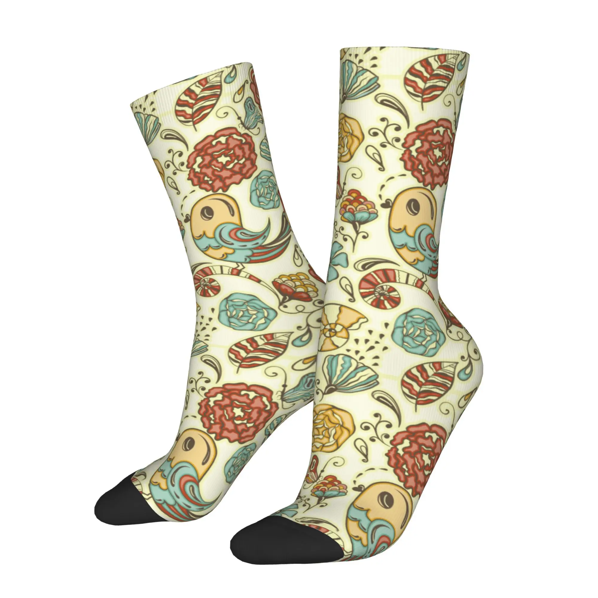 1pc Spring Pattern Printed Men's Socks  Novelty Hip Hop Harajuku Pattern Crew Sock Casual Gift