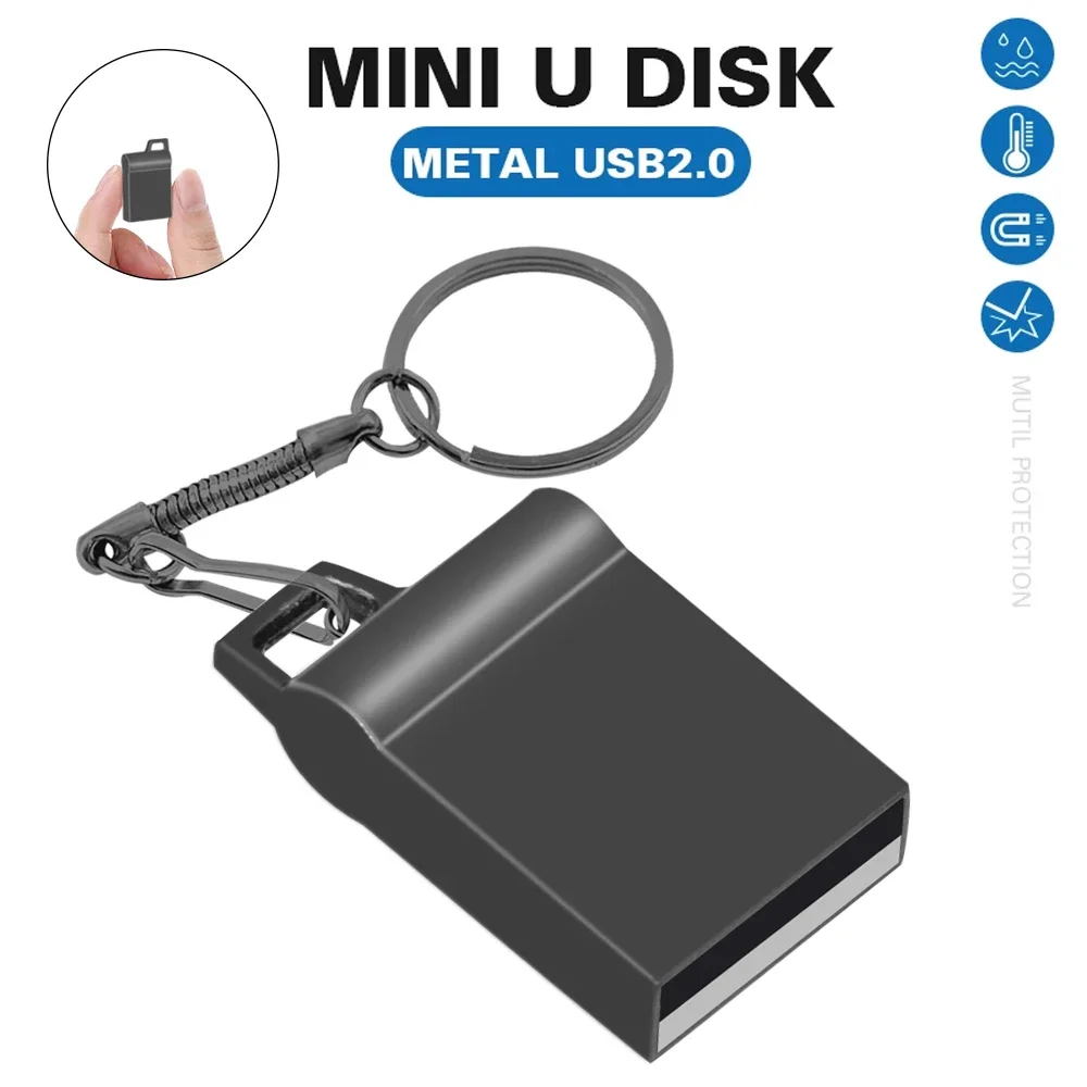 Mini unidades Flash USB 2,0 de Metal, pendrive plateado, dispositivos de almacenamiento impermeables, 32GB, 64GB, disco U, regalos de negocios