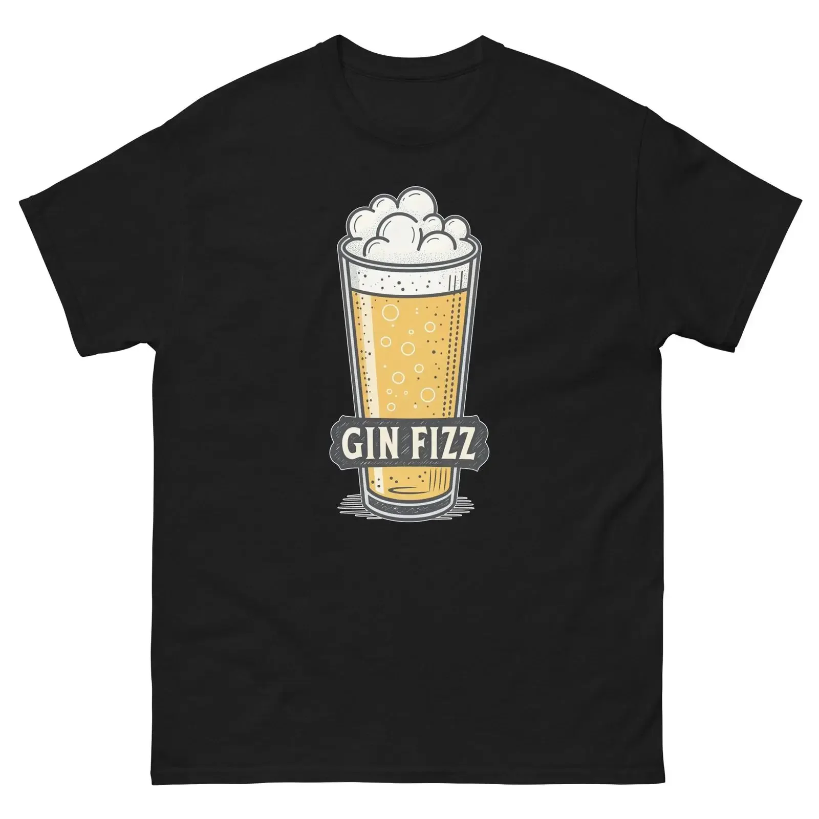 Gin Fizz Drink Delicious Popular Beverage T Shirt vintage Washed Stylish Stretched streetwear Slightly graphic Breathable