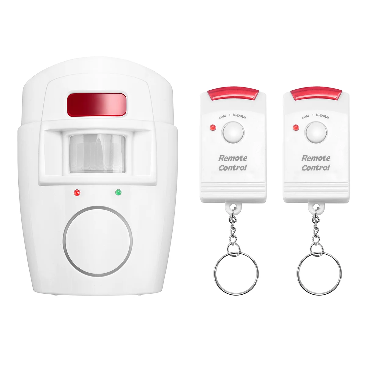 Alarma con sensor de movimiento por infrarrojos: alarma antirrobo con 2 mandos a distancia, adecuada para el hogar/garajes/lojas