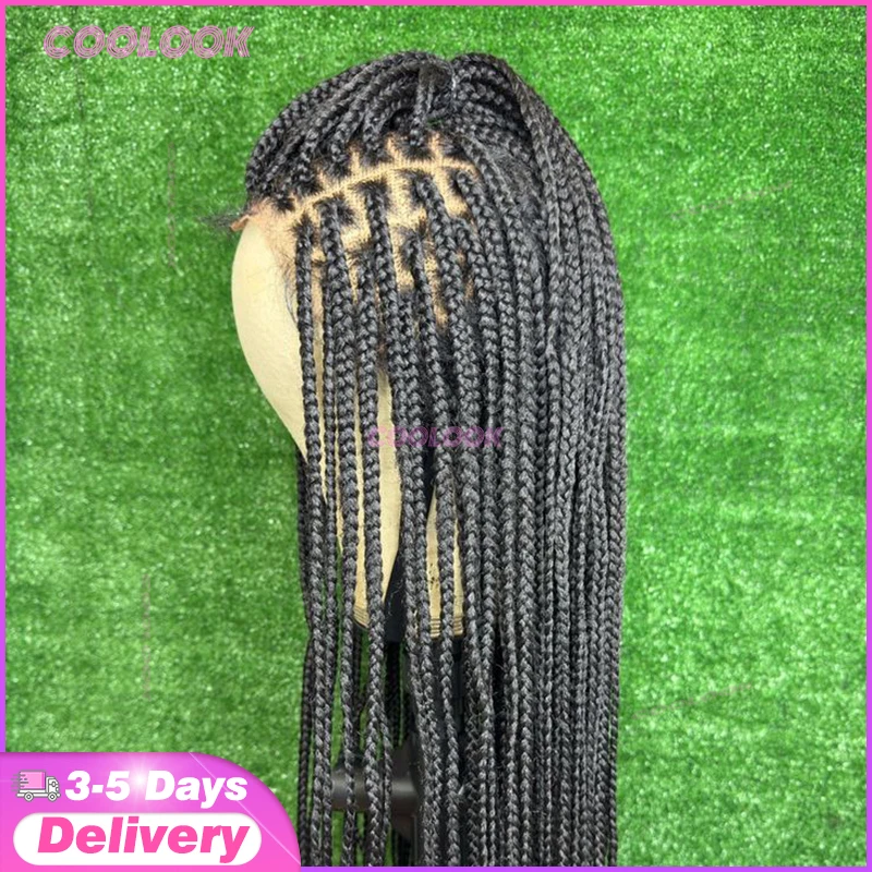 

36 "Корнуровые косички, кружевной парик, синтетические плетеные парики для чернокожих женщин, коробчатые косички без узлов, парик для волос, твист-коса, плетеные парики